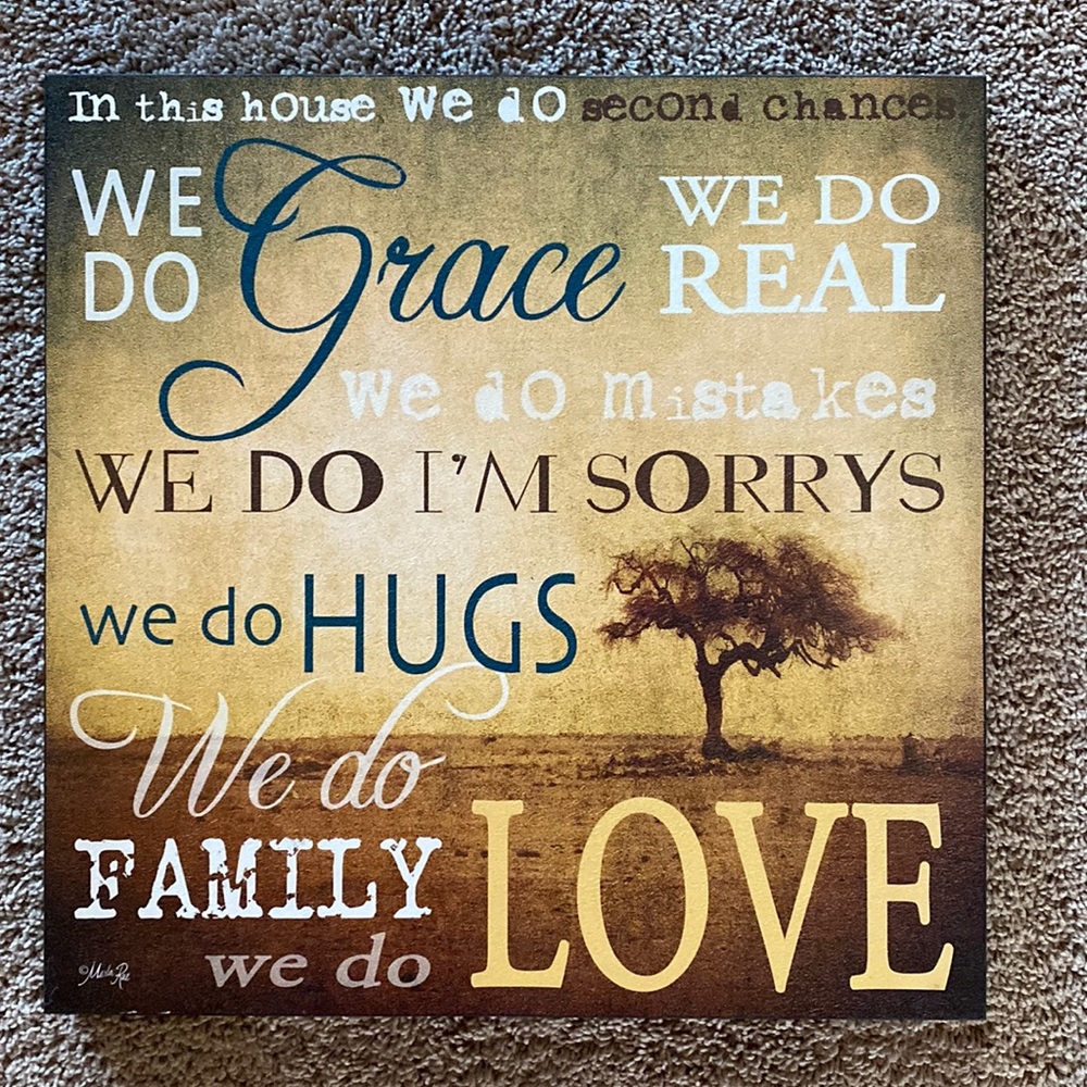 “We Do Grace” Wall art, hanging accessory attached. Like New condition.